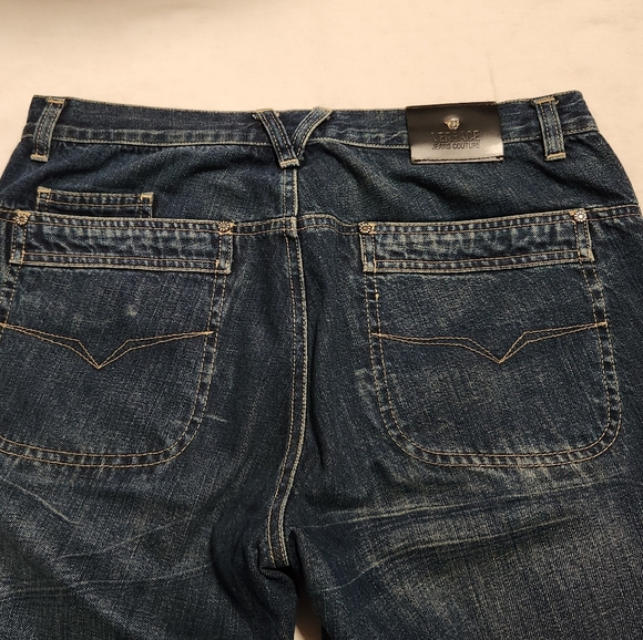 Size 32 Versace couture jeans, distressed Indigo - Picture 3 of 4